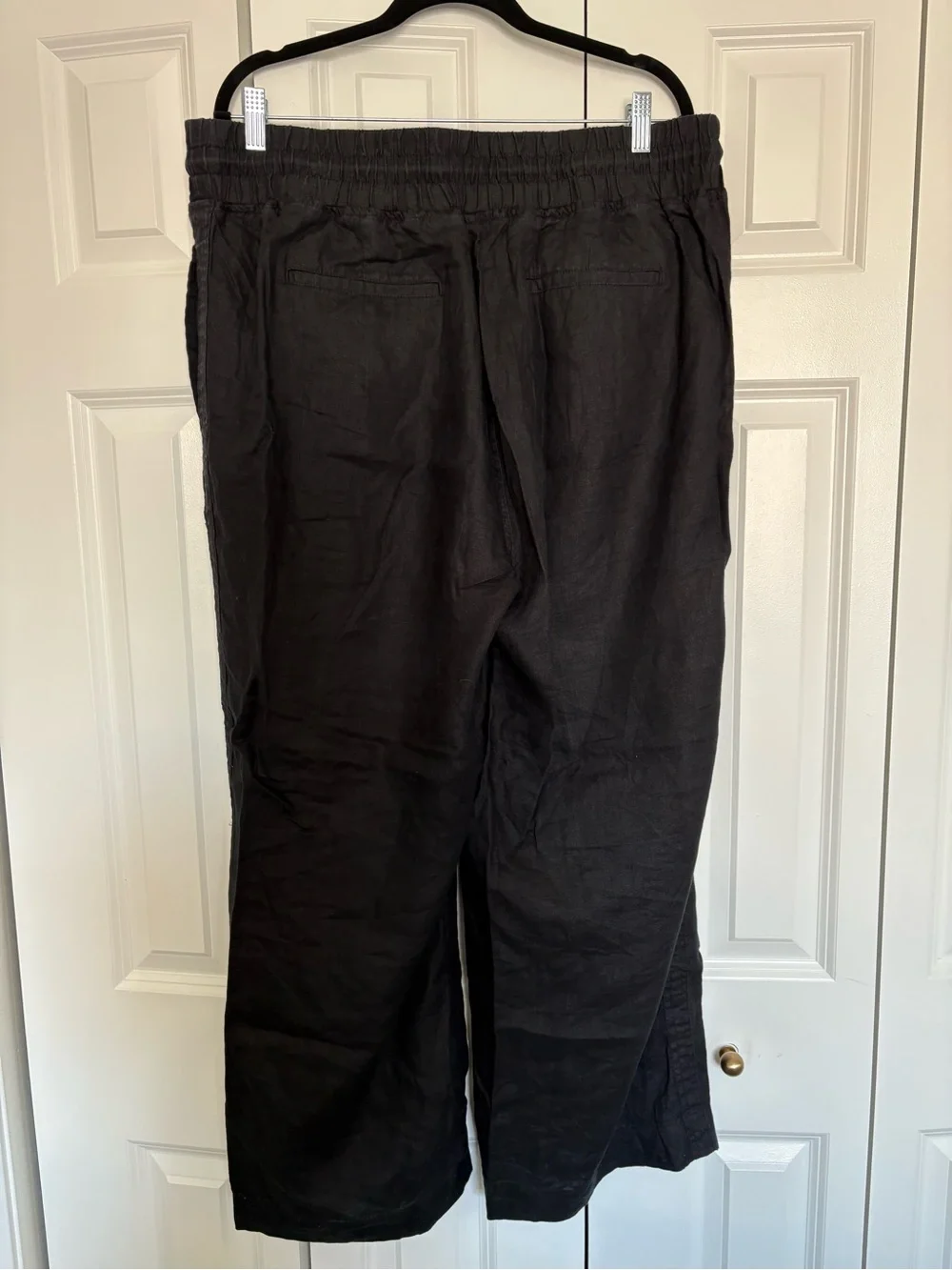 Quince 100% European Linen Wide Leg Pants in Black - Size XL - 26 inseam